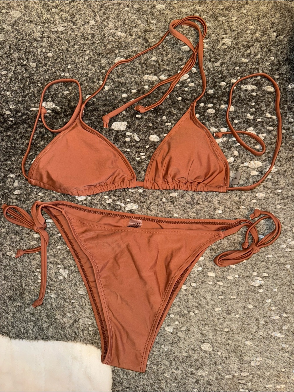 Tie-Side Triangle Bikini Set in Rust
